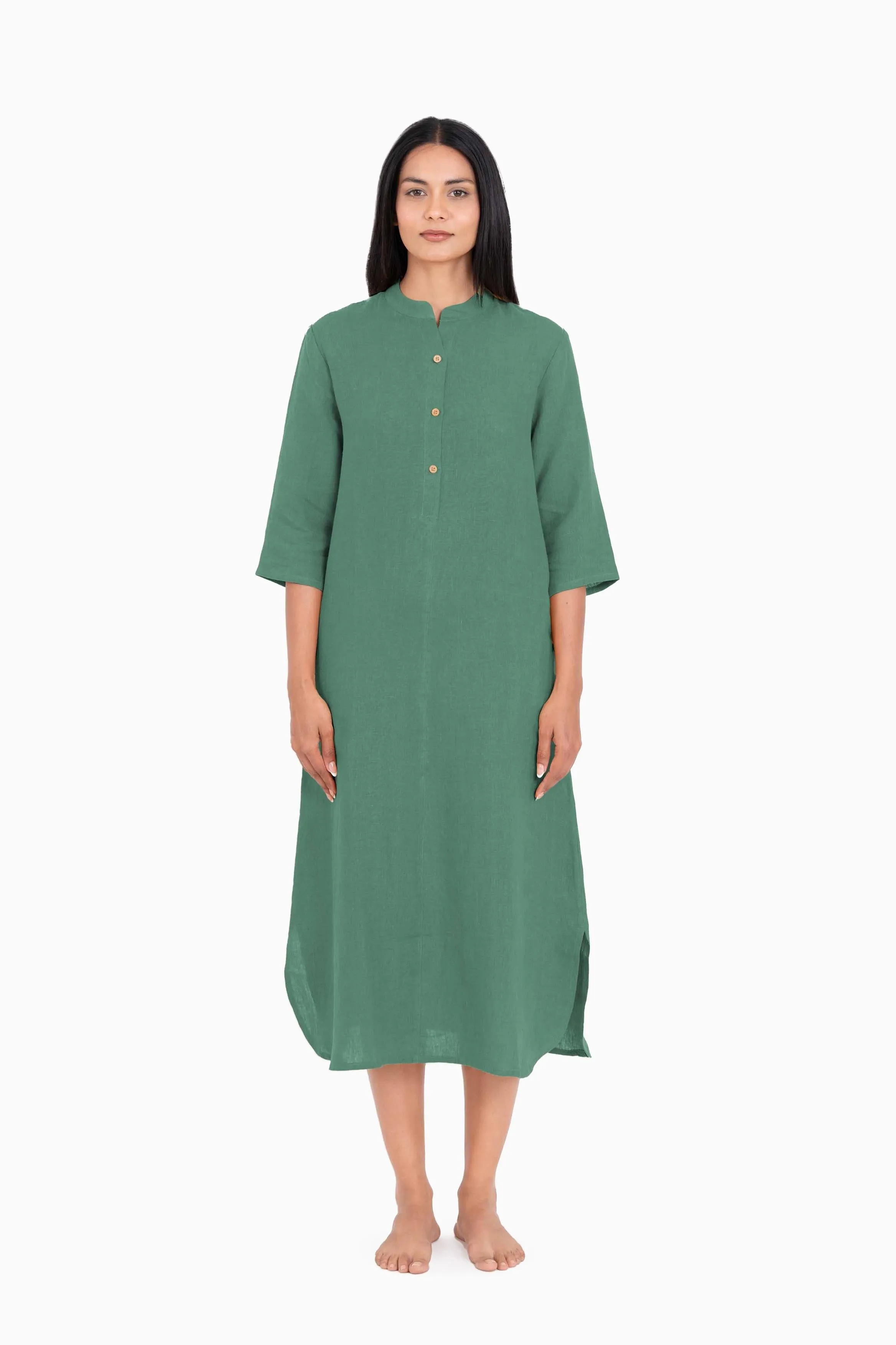 Linen Idris Shirt Dress-Stormy Blue