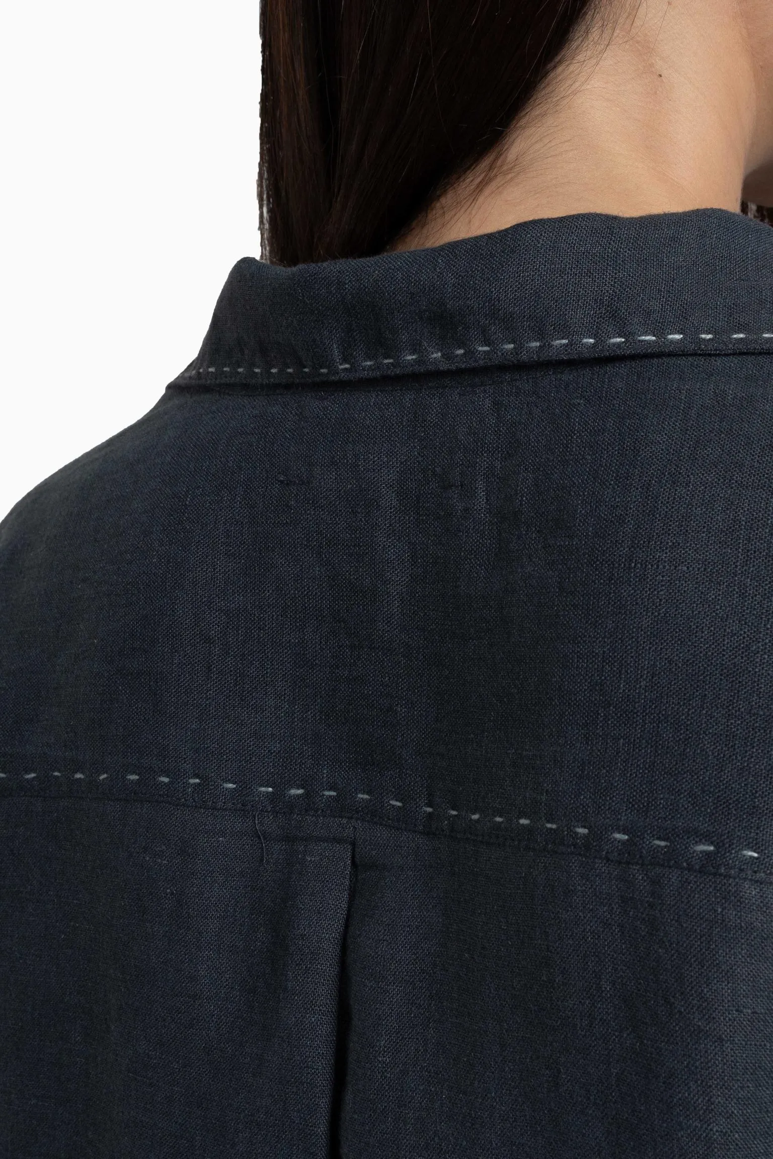 Linen Petunia Shirt Dress-Stormy Blue