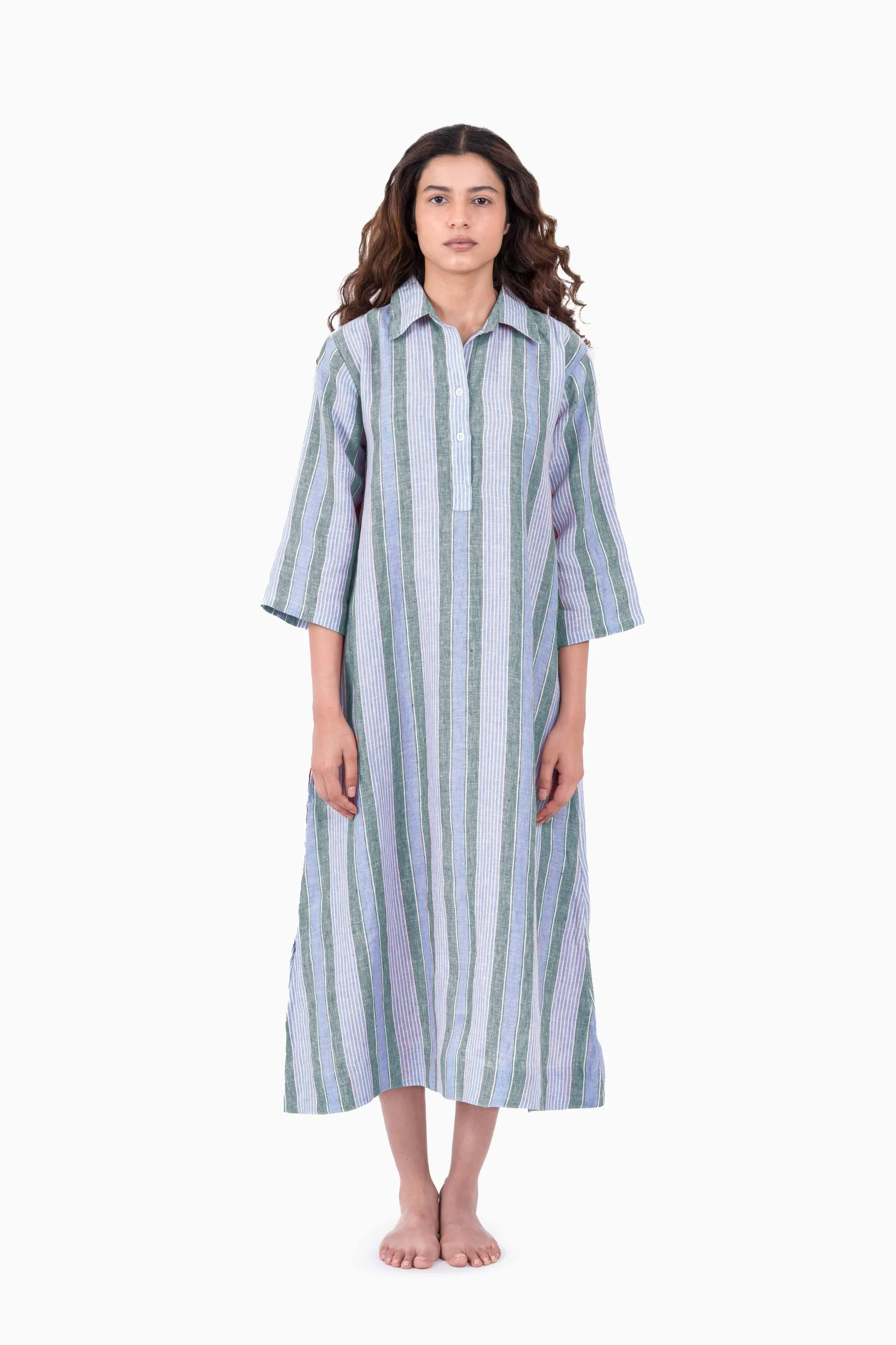 Linen Vesper Dress-Vern Green