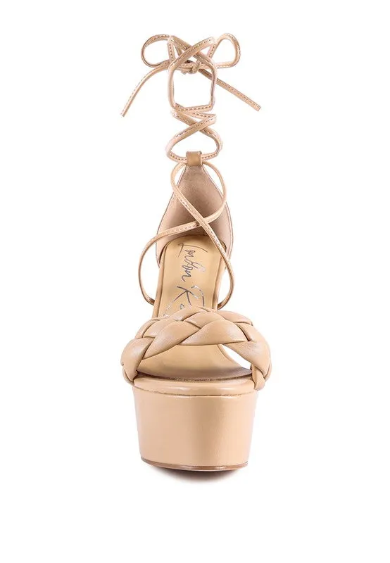 London Rag Twerk Tie Up Braided High Platform Sandals