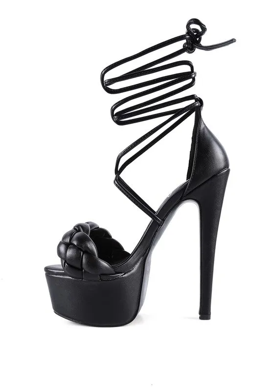 London Rag Twerk Tie Up Braided High Platform Sandals