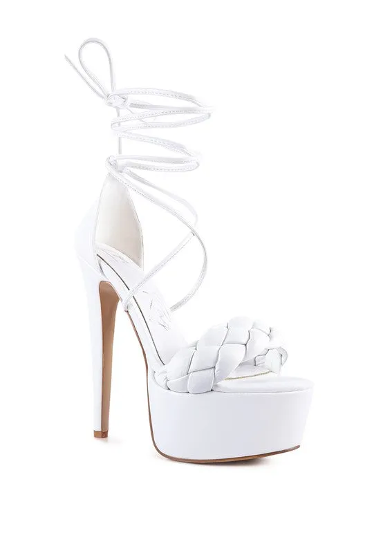 London Rag Twerk Tie Up Braided High Platform Sandals