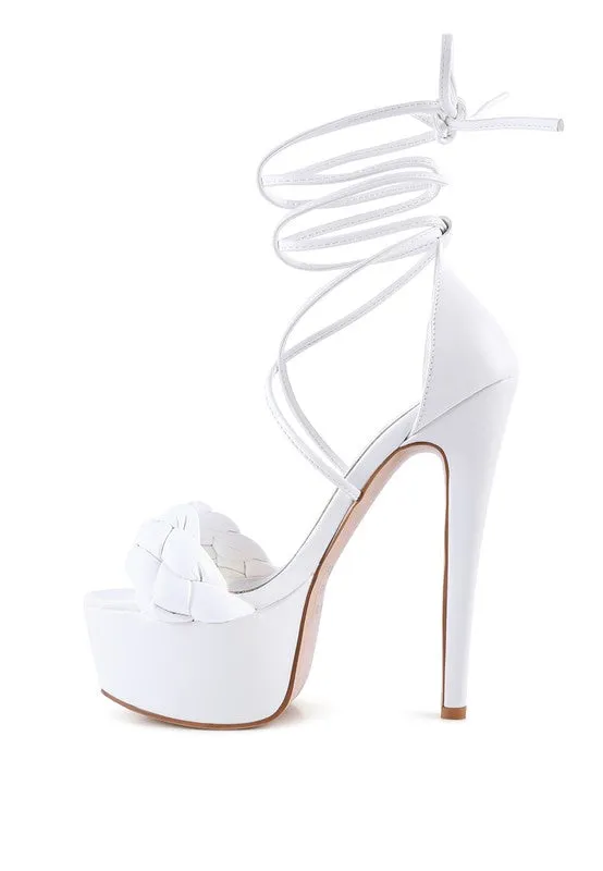 London Rag Twerk Tie Up Braided High Platform Sandals