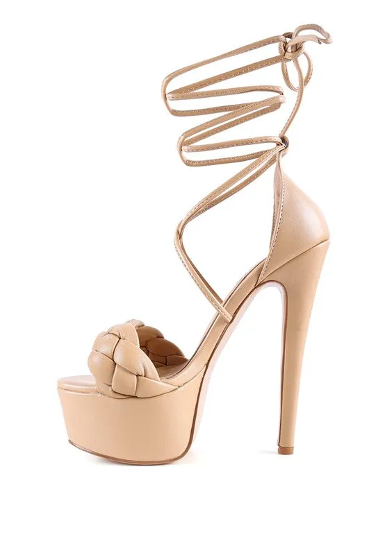 London Rag Twerk Tie Up Braided High Platform Sandals