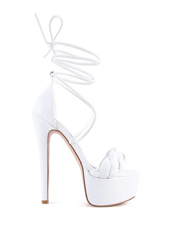 London Rag Twerk Tie Up Braided High Platform Sandals
