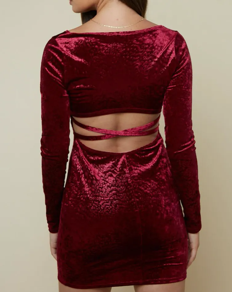Long Sleeve Velvet Mini Dress