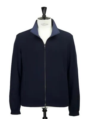 Loro Piana Navy Reversible Cashmere & Green Storm System Windmate Bomber Jacket