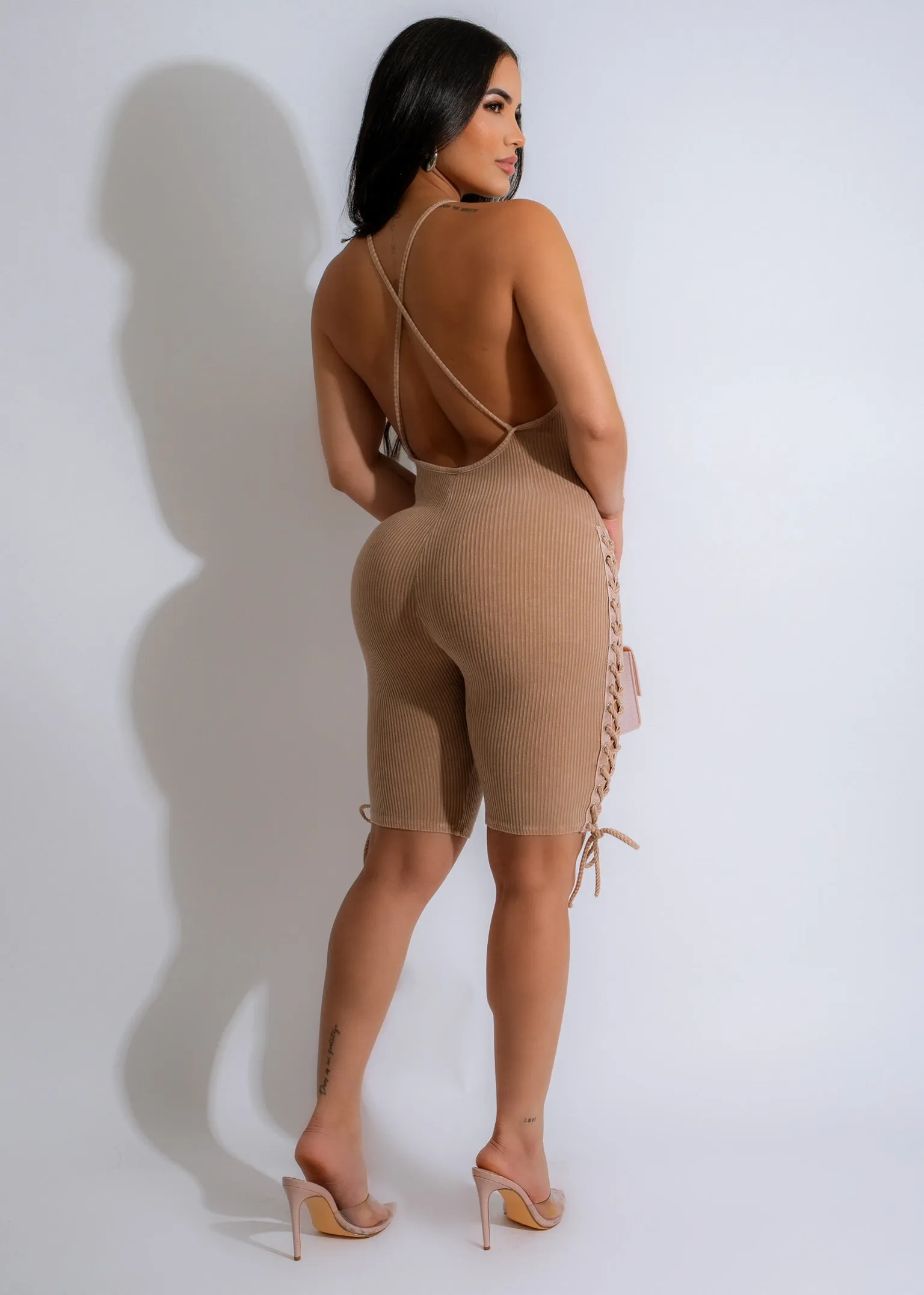 Lose Control Ribbed Romper Nude
