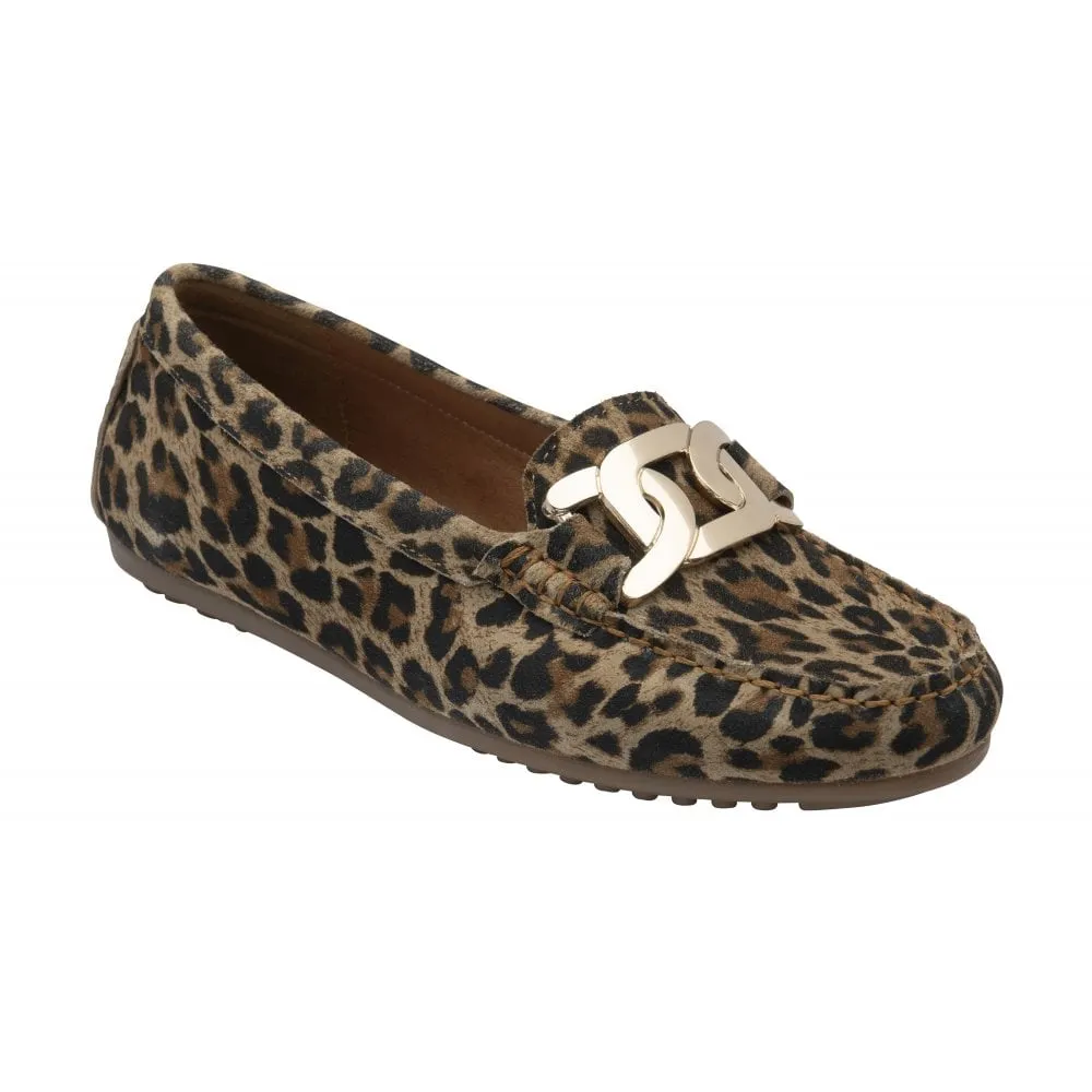 Lotus Martino Leopard Print Suede Loafer