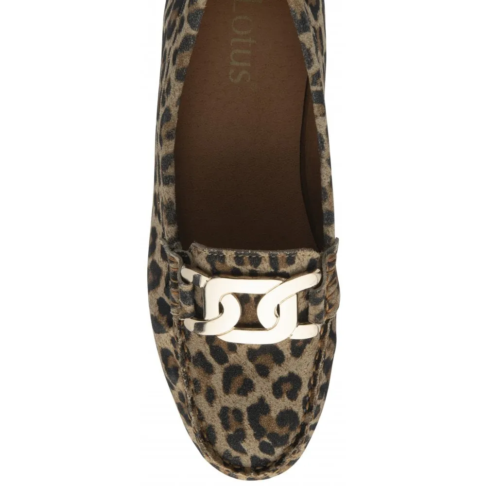 Lotus Martino Leopard Print Suede Loafer