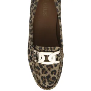Lotus Martino Leopard Print Suede Loafer