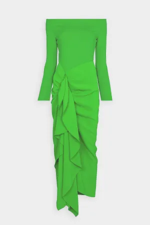 Lotus Midi Dress in Green