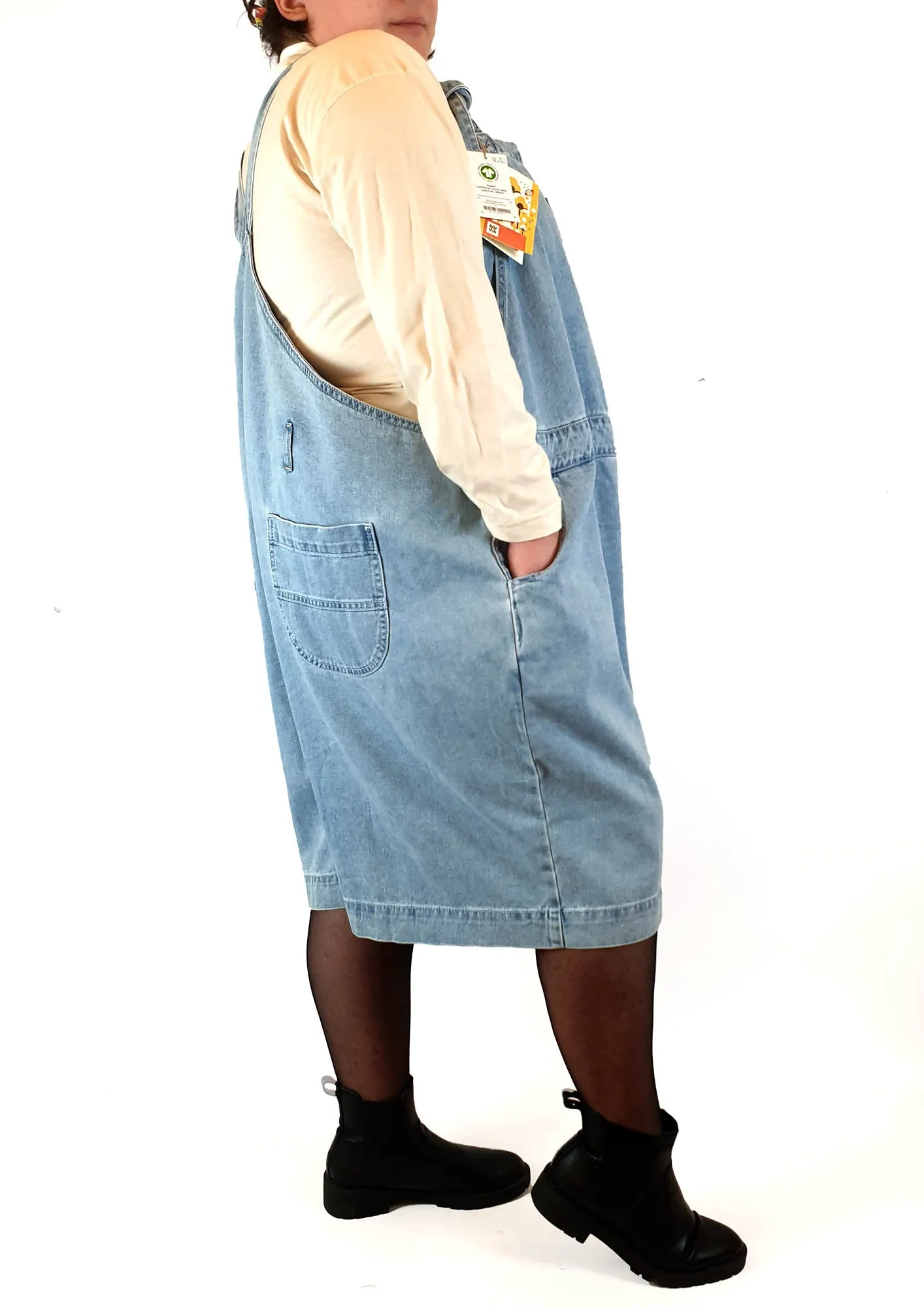 Lucy & Yak lightwash denim dungaree shorts size UK32R
