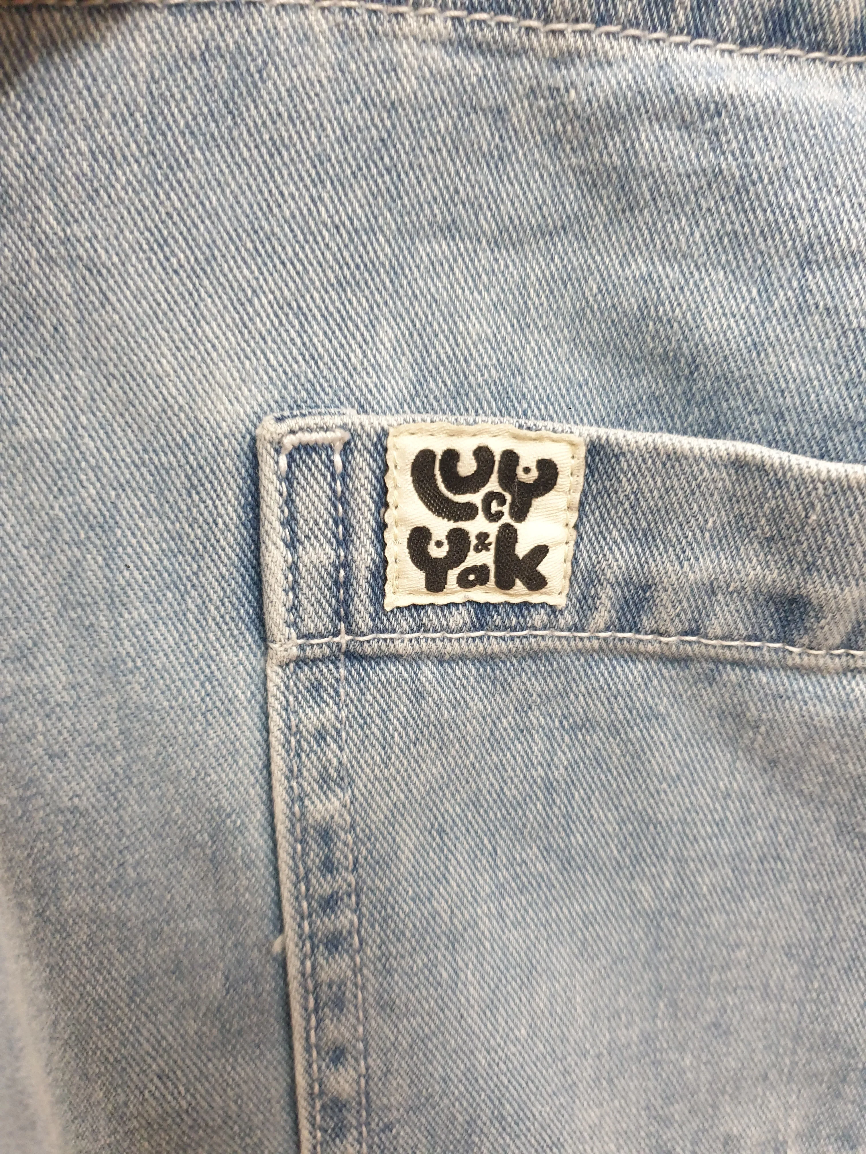 Lucy & Yak lightwash denim dungaree shorts size UK32R
