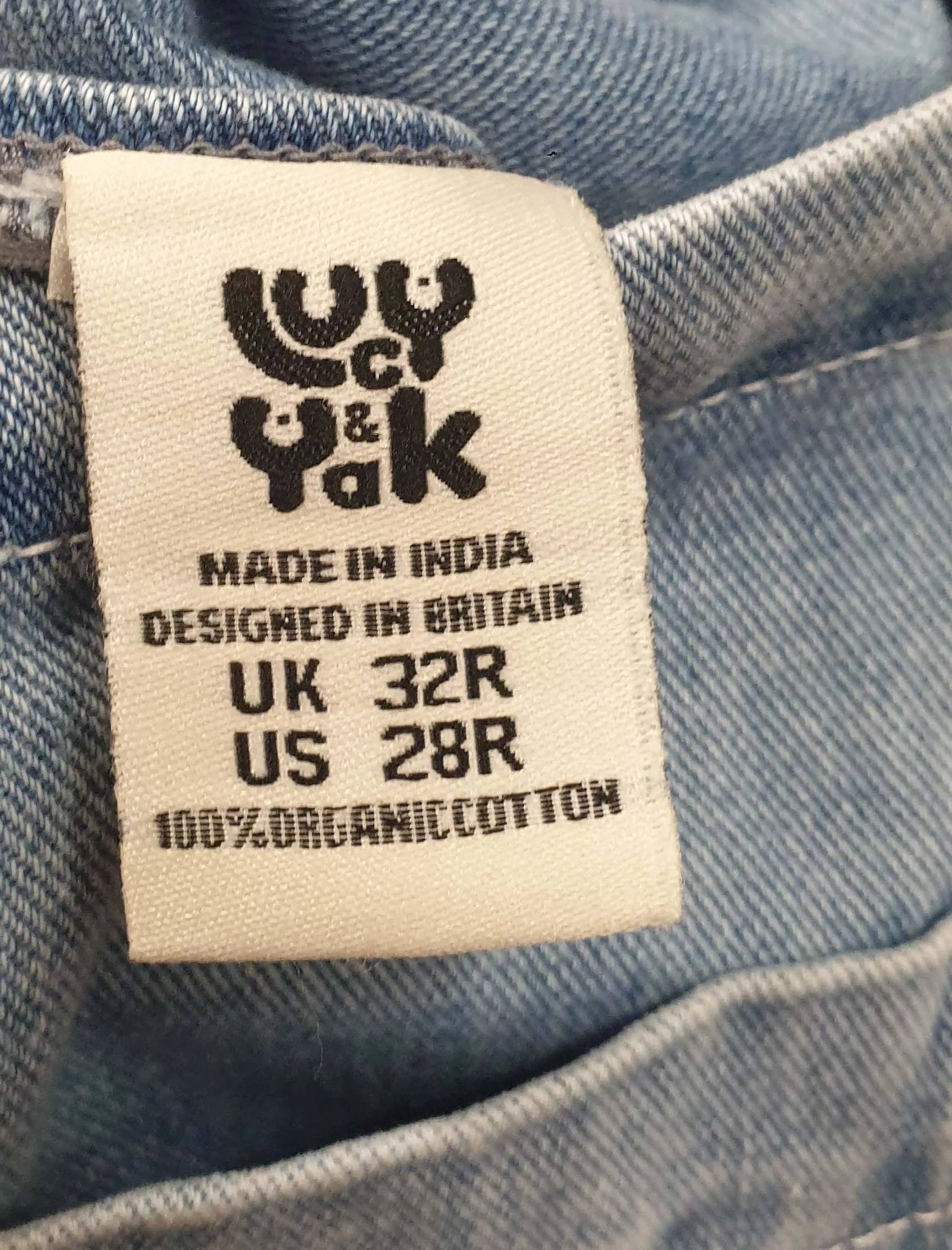 Lucy & Yak lightwash denim dungaree shorts size UK32R