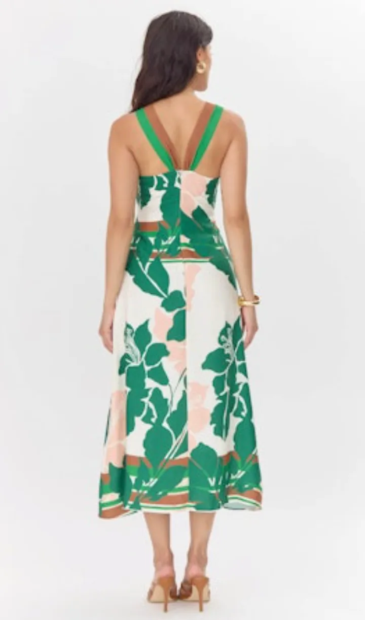 Lyra Border Halter Midi Dress