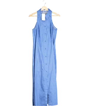 MANGO Blue Striped Shirt Dress UK L