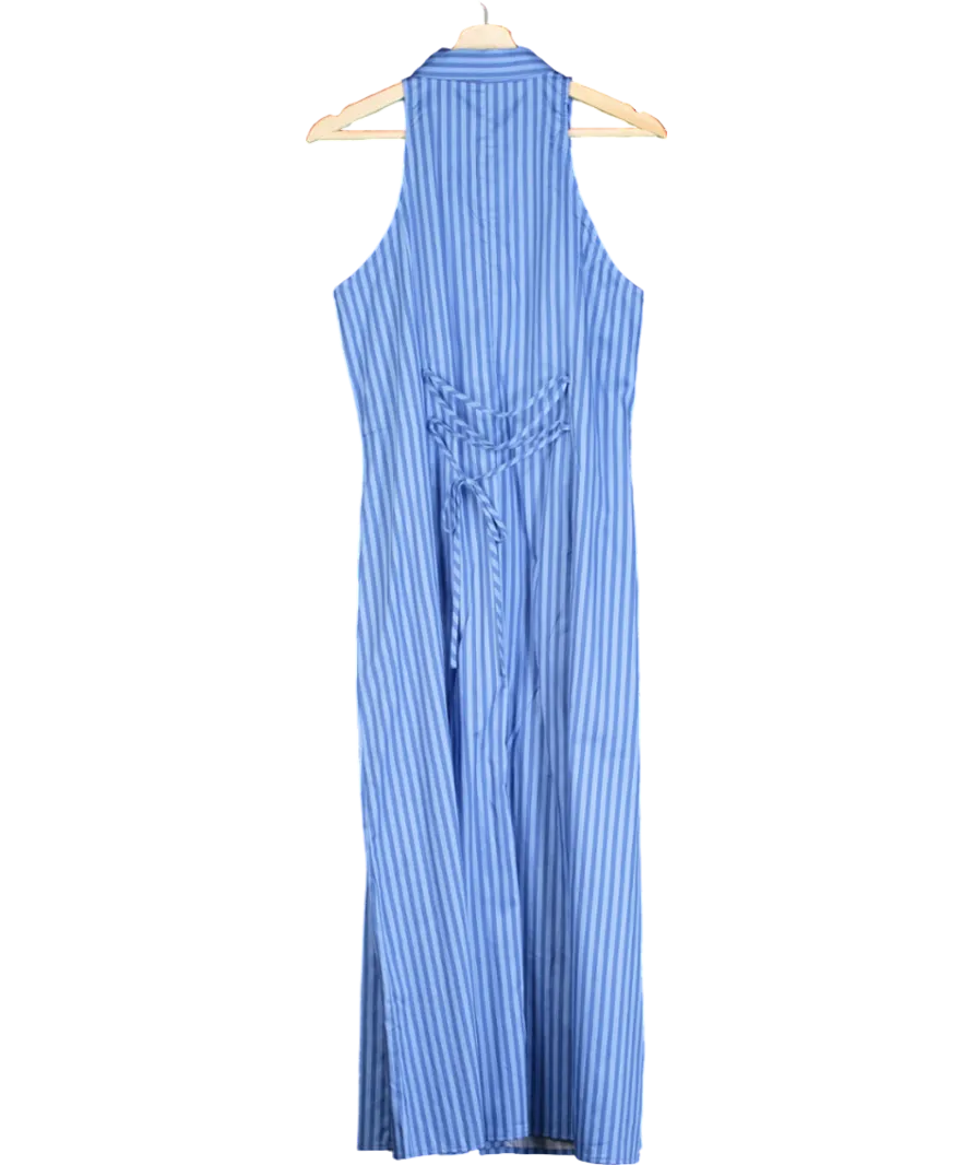 MANGO Blue Striped Shirt Dress UK L