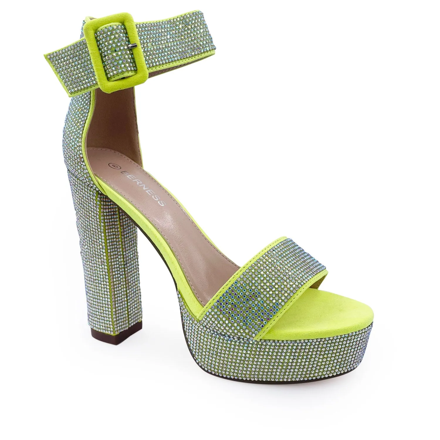 MARIA Yellow Rhinestone Encrusted Yellow Heel