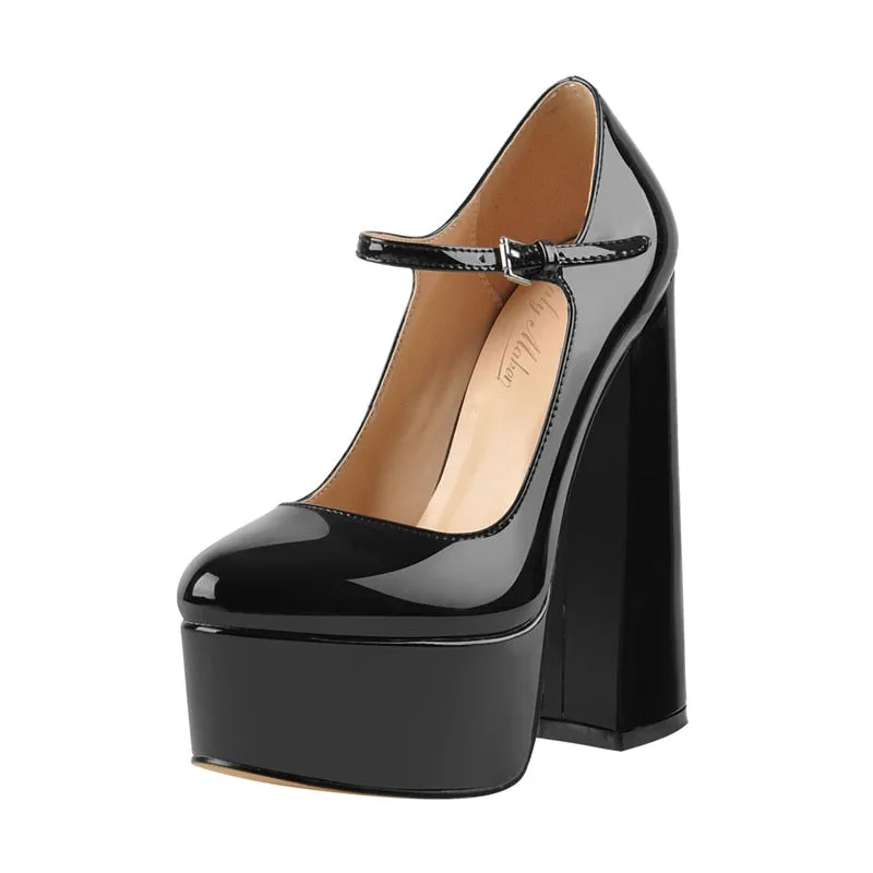 Mary-Jane  Platform Chunky 15~16CM High Pumps Heels