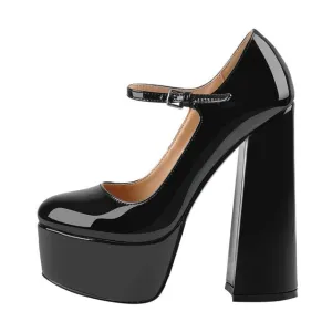 Mary-Jane  Platform Chunky 15~16CM High Pumps Heels