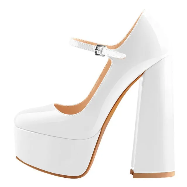 Mary-Jane  Platform Chunky 15~16CM High Pumps Heels