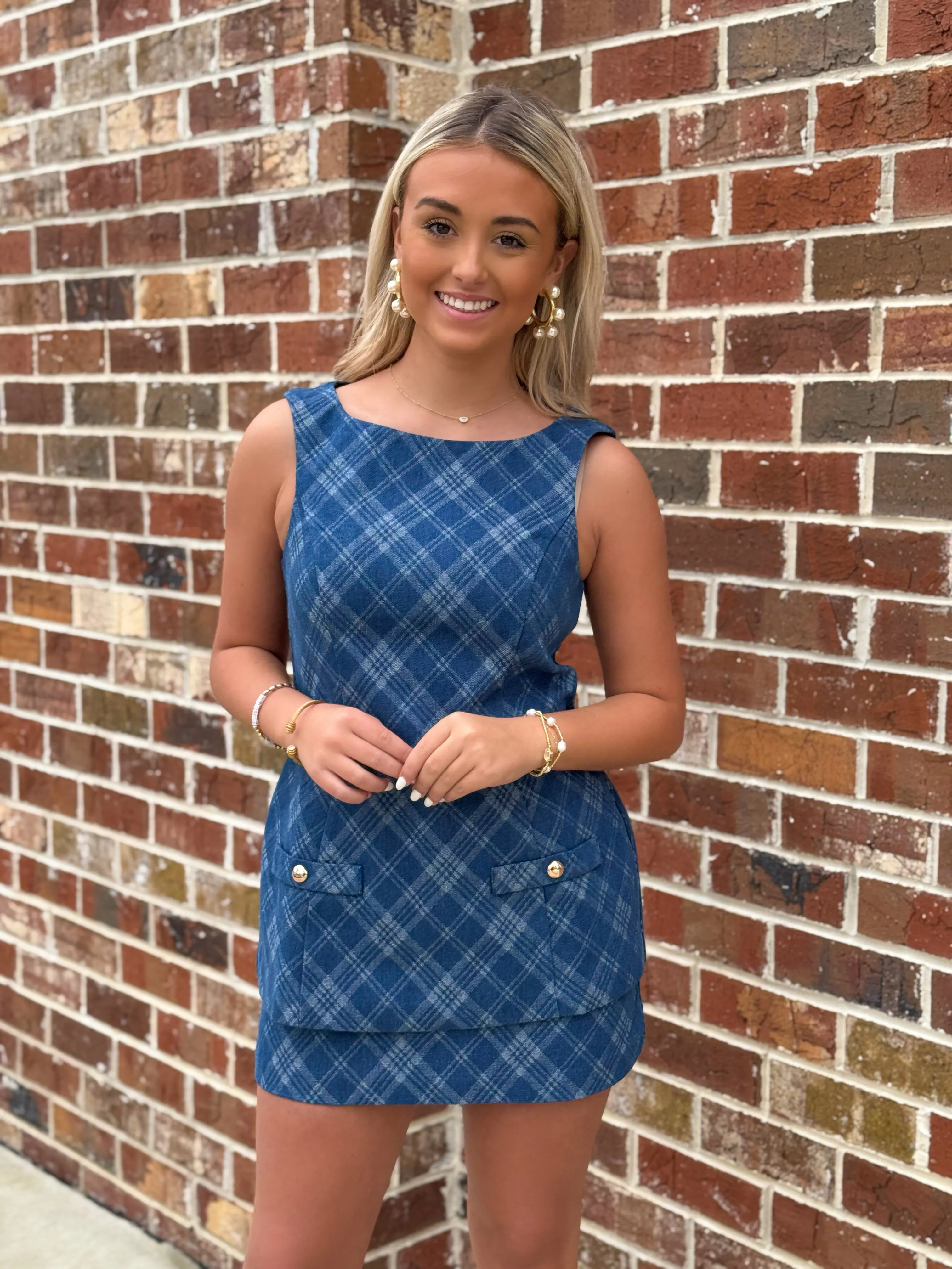 Maven Skort Romper (Argyle Denim)