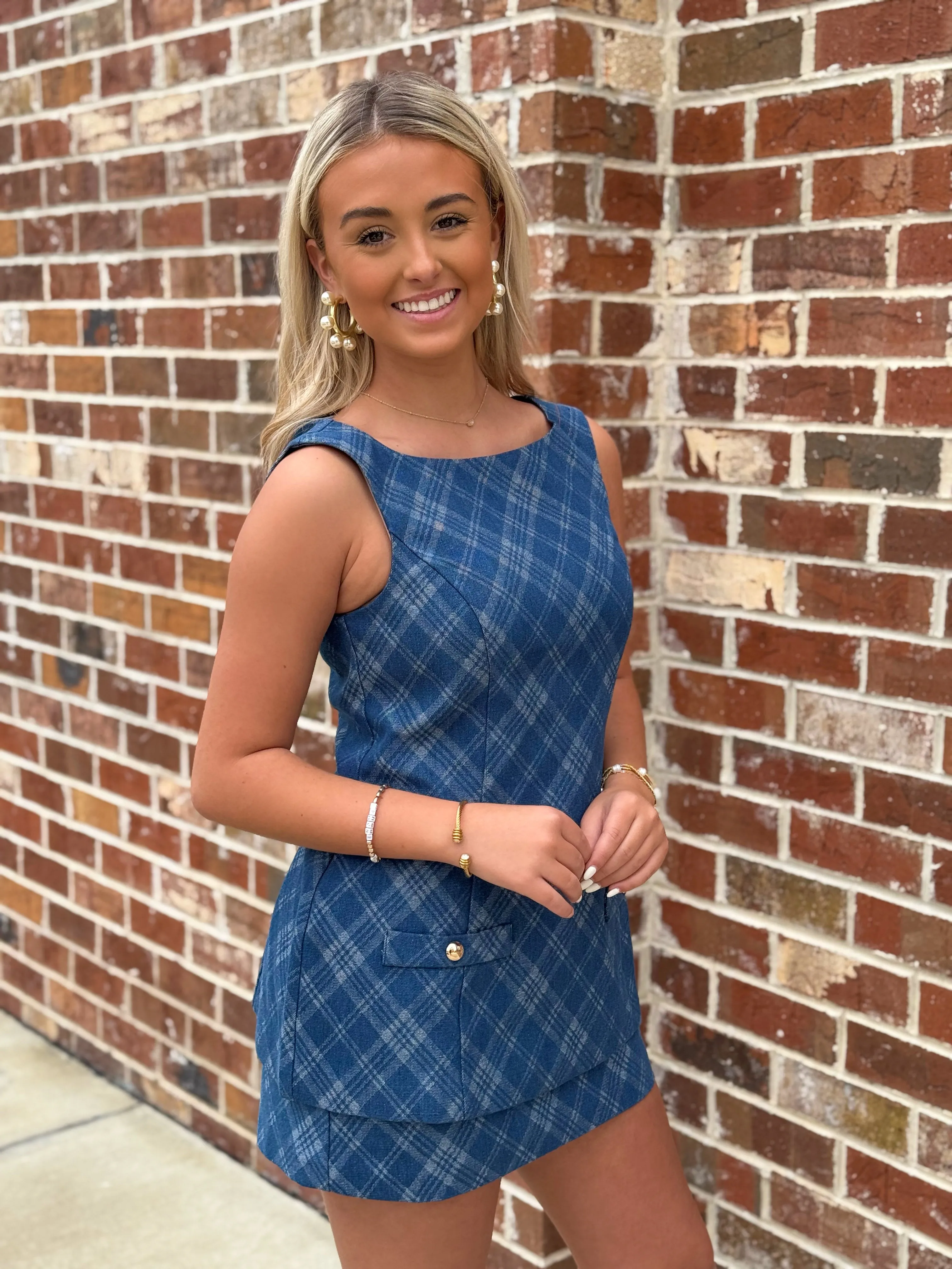 Maven Skort Romper (Argyle Denim)