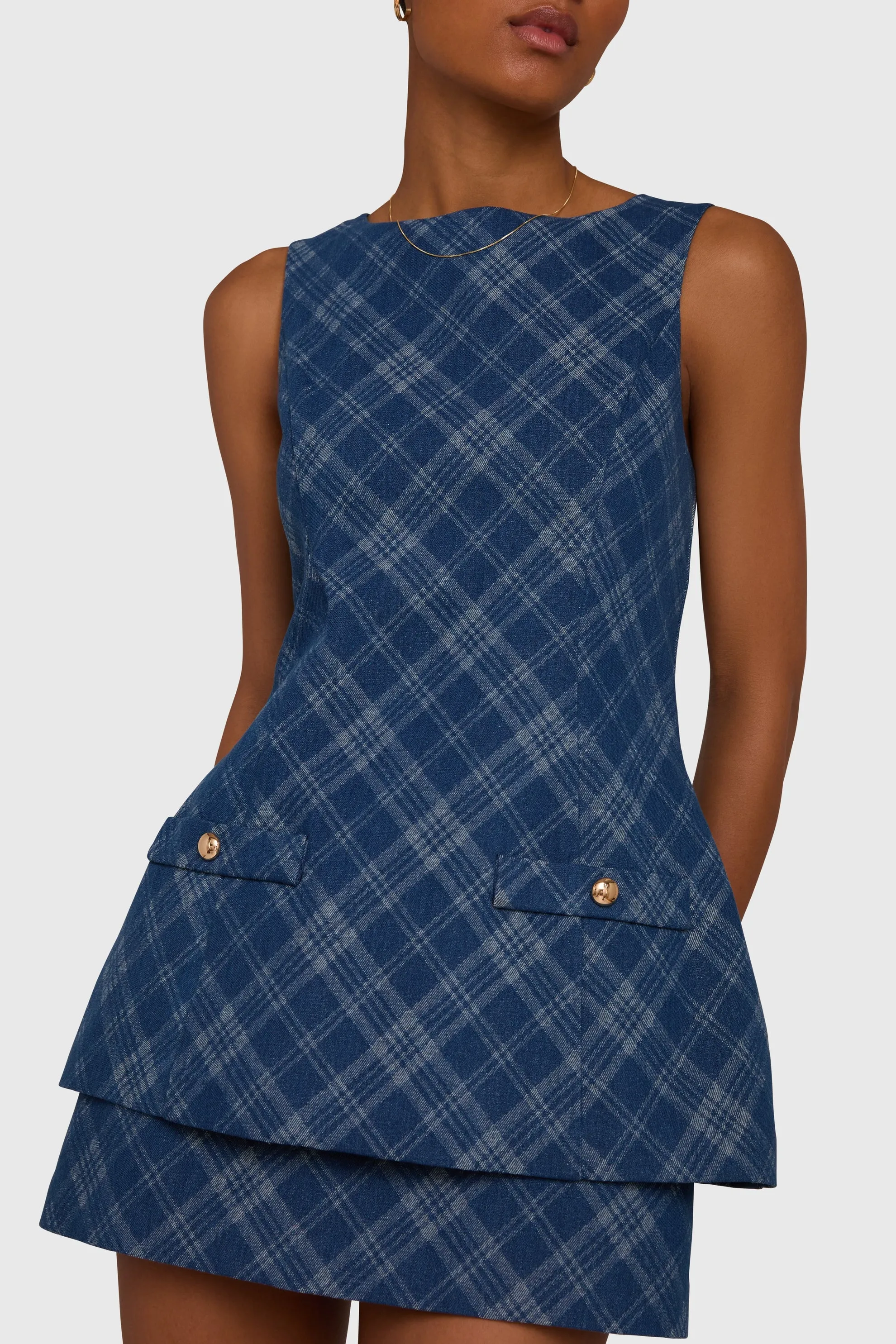 Maven Skort Romper (Argyle Denim)
