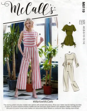 McCall's M8119 Womens #MarlowMcCalls Jumpsuits Sewing Pattern Sizes 6 - 14 UNCUT Factory Folded