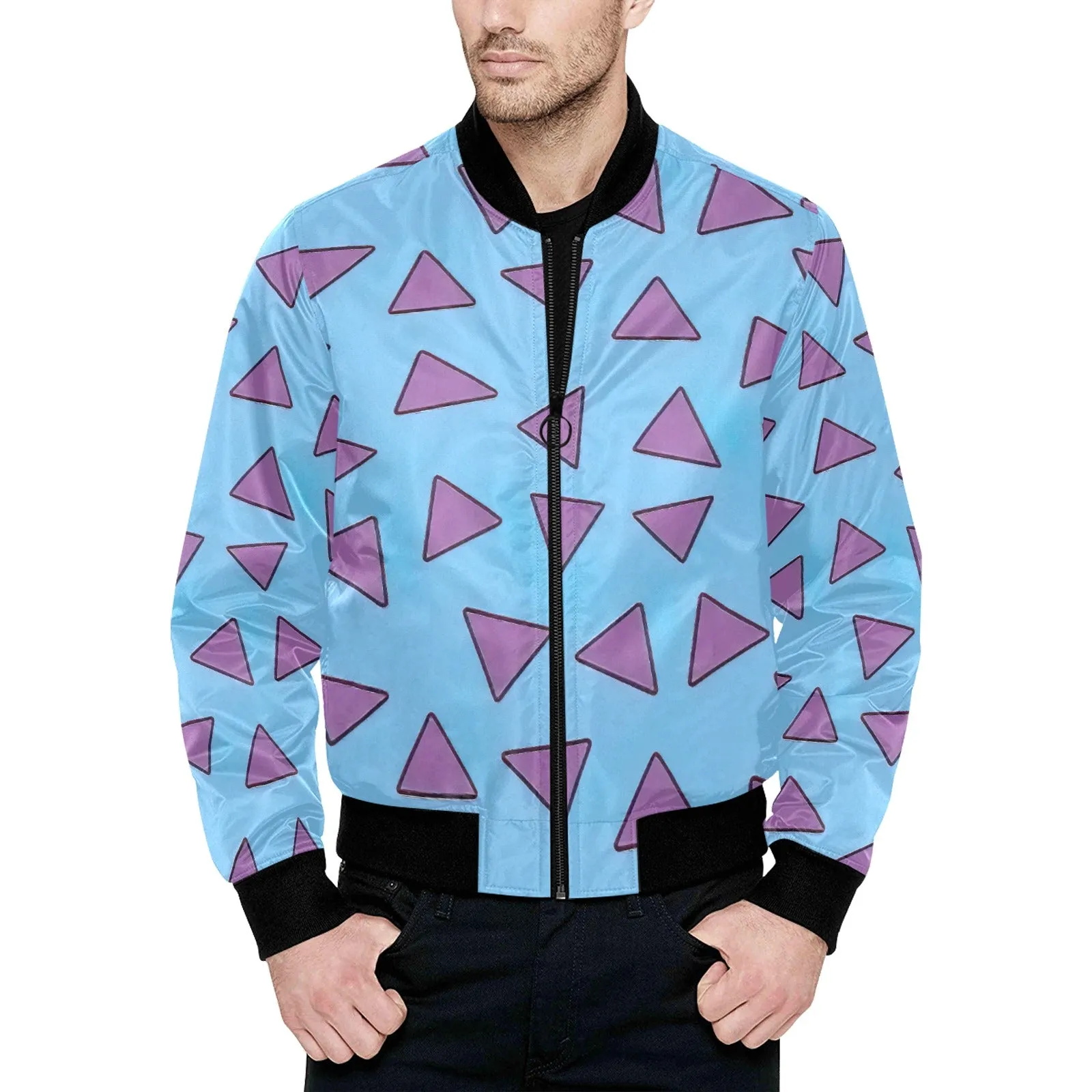 Men's All Over Print Quilted Bomber Jacket(Model H33)
