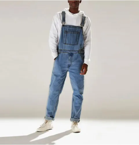 Men's Denim Bib Overalls Jumpsuit Workwear Dungaree Pants Jumpsuit