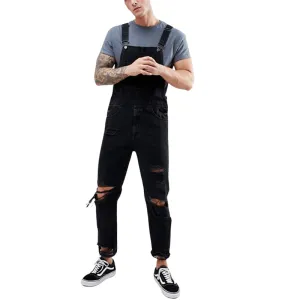 Men's Overalls Ripped Jeans Skinny Jumpsuits Denim Trousers