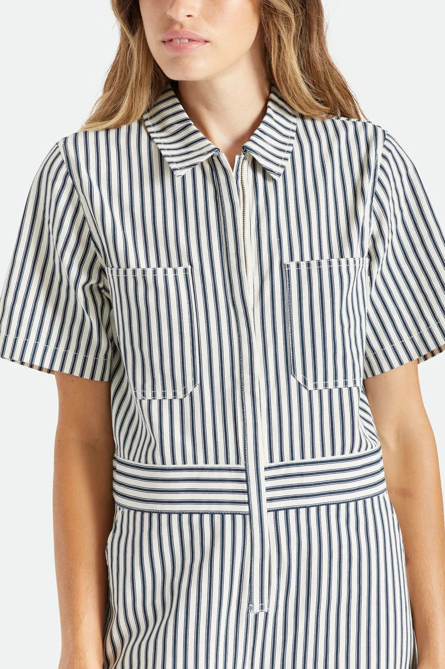 Mersey S/S Coverall - Dove Stripe
