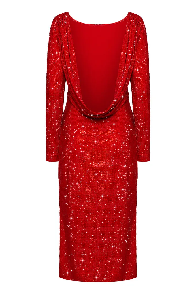 Midi dress with an open back