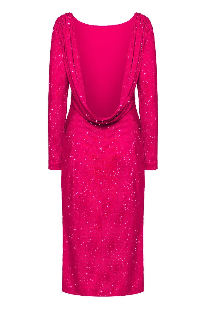 Midi dress with an open back