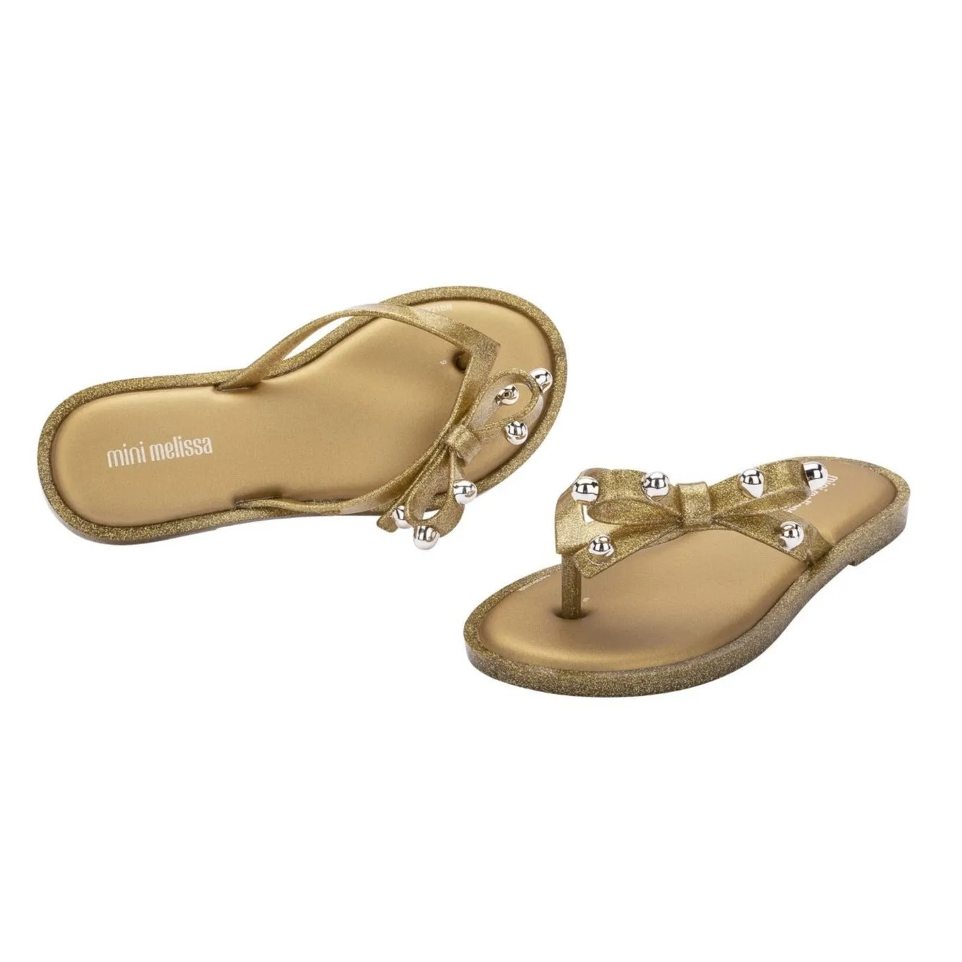 Mini Melissa Flip Flop II Kid - Clear Gold Glitter / Beige
