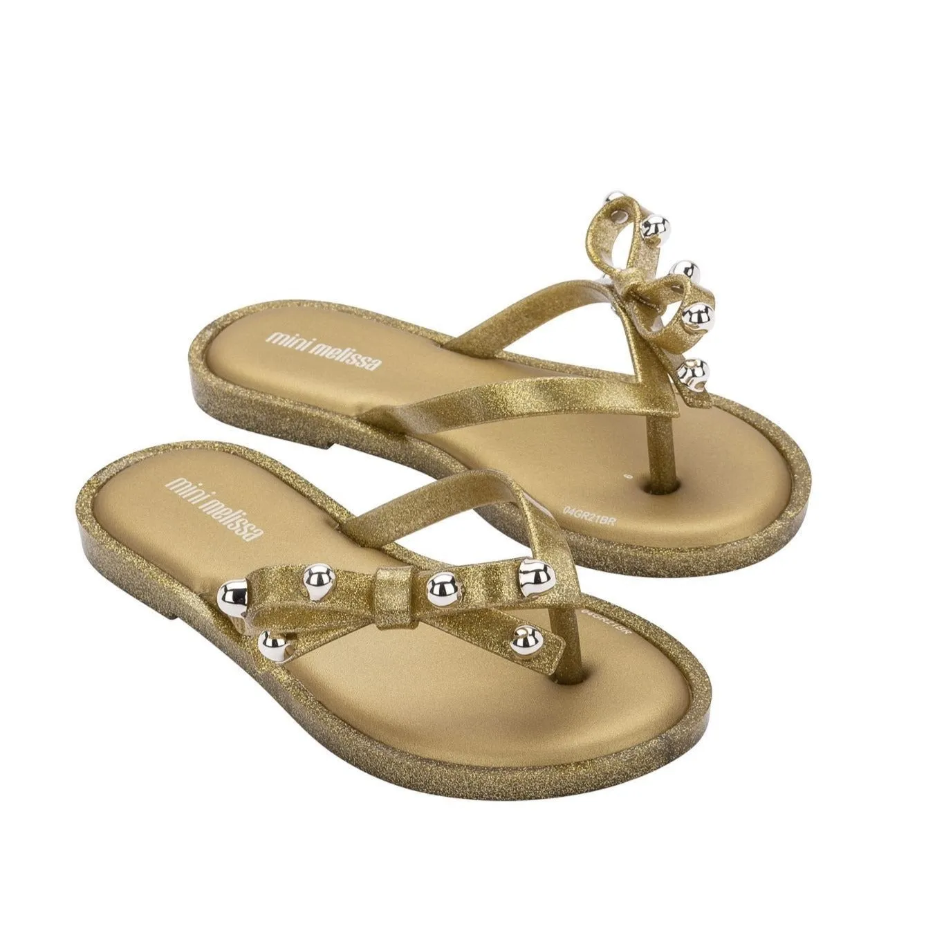 Mini Melissa Flip Flop II Kid - Clear Gold Glitter / Beige