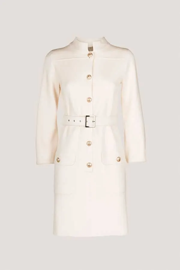 MIRAGGIO WHITE BELTED SHIRT DRESS