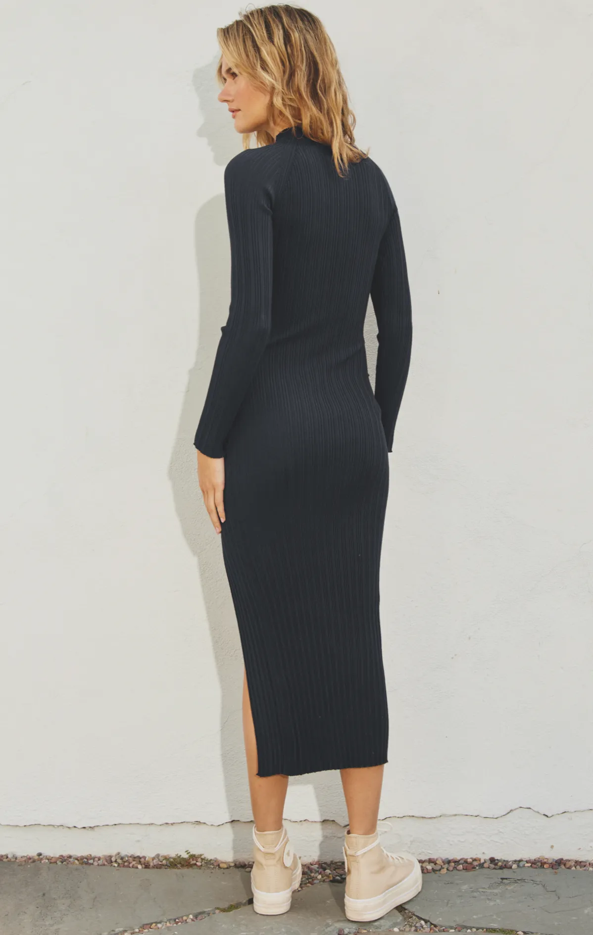 Mock Neck Bodycon Sweater Dress