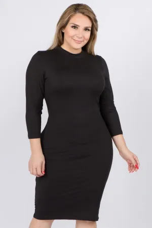 MOCK NECK MIDI BODYCON DRESS | CURVY |black| burgundy |