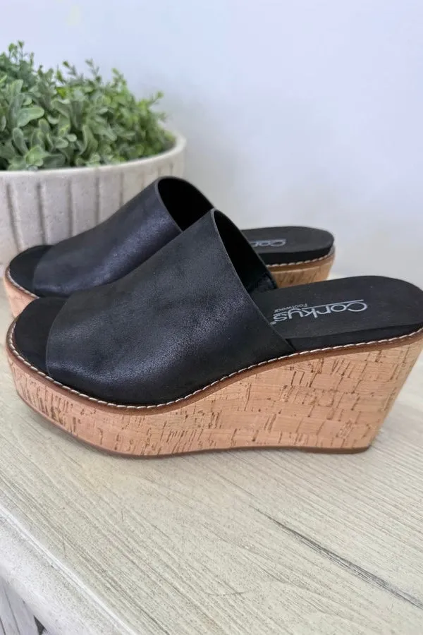 Mugshot Black Cork Wedge