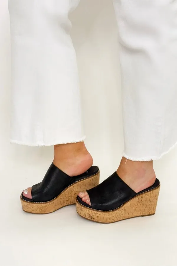 Mugshot Black Cork Wedge