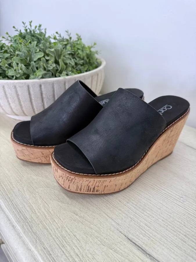 Mugshot Black Cork Wedge