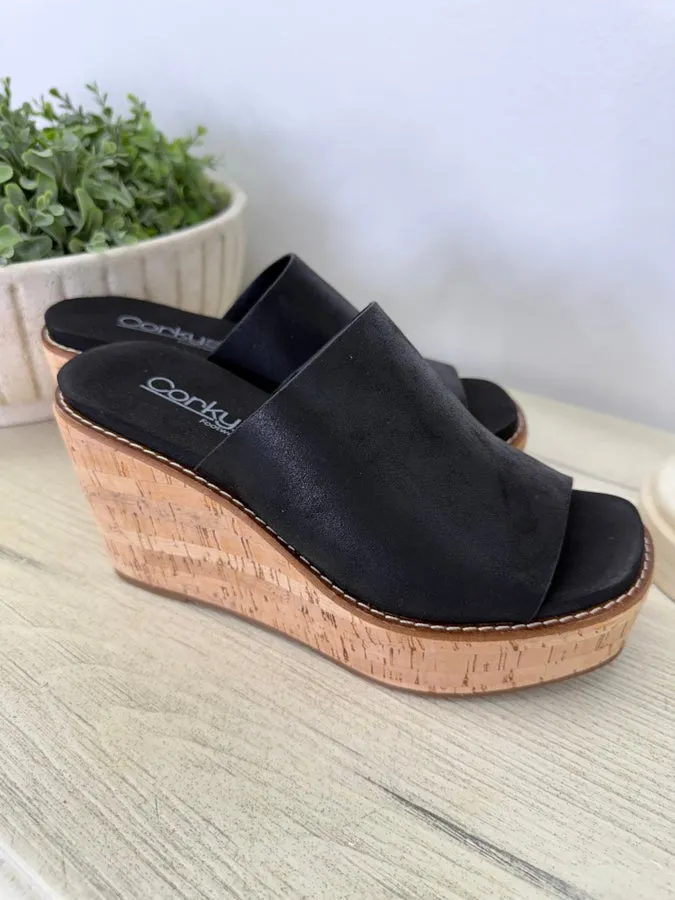 Mugshot Black Cork Wedge