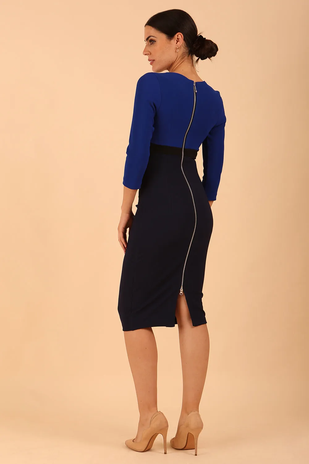 Nadia 3/4 Sleeve Colour Block Dress