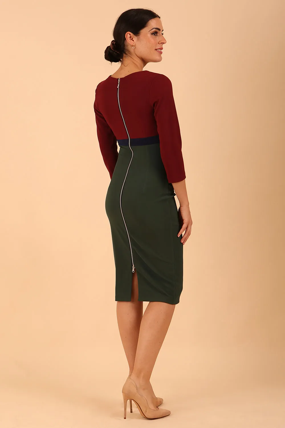 Nadia 3/4 Sleeve Colour Block Dress