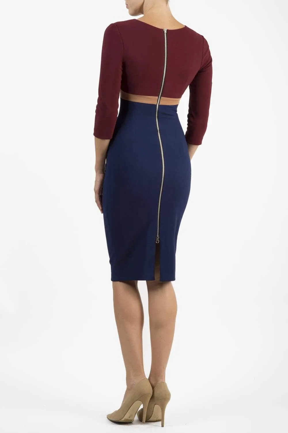 Nadia 3/4 Sleeve Colour Block Dress