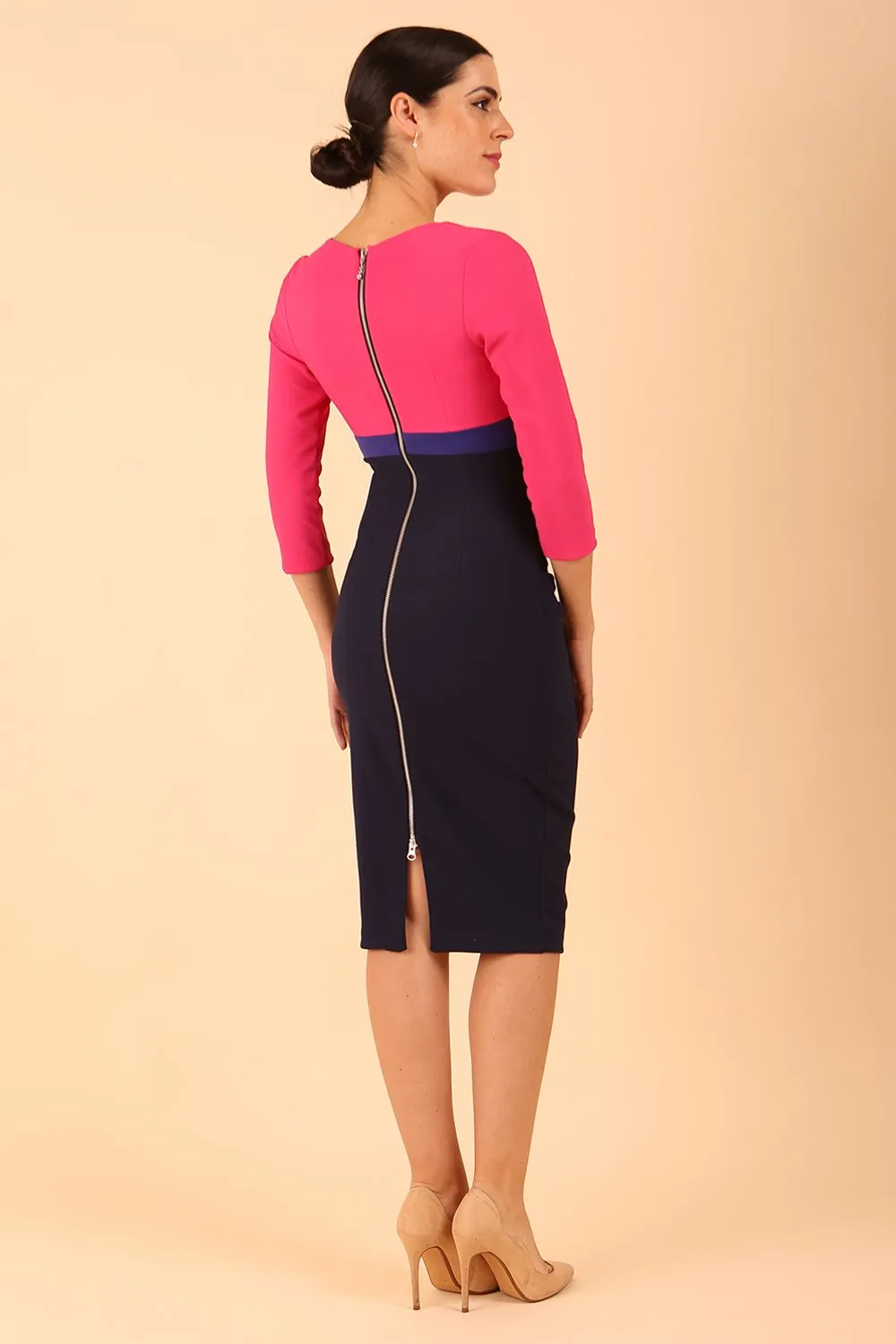Nadia 3/4 Sleeve Colour Block Dress