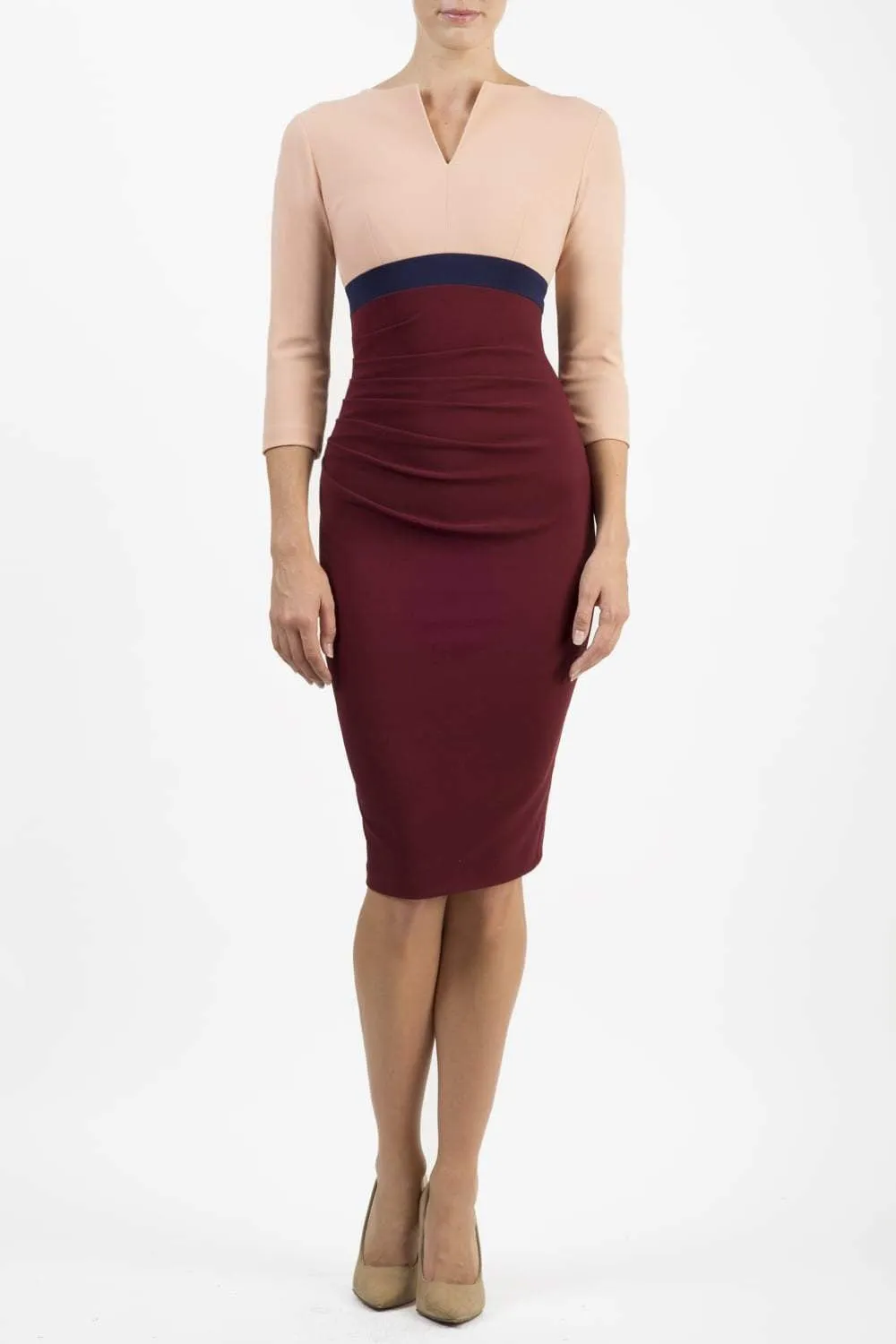 Nadia 3/4 Sleeve Colour Block Dress